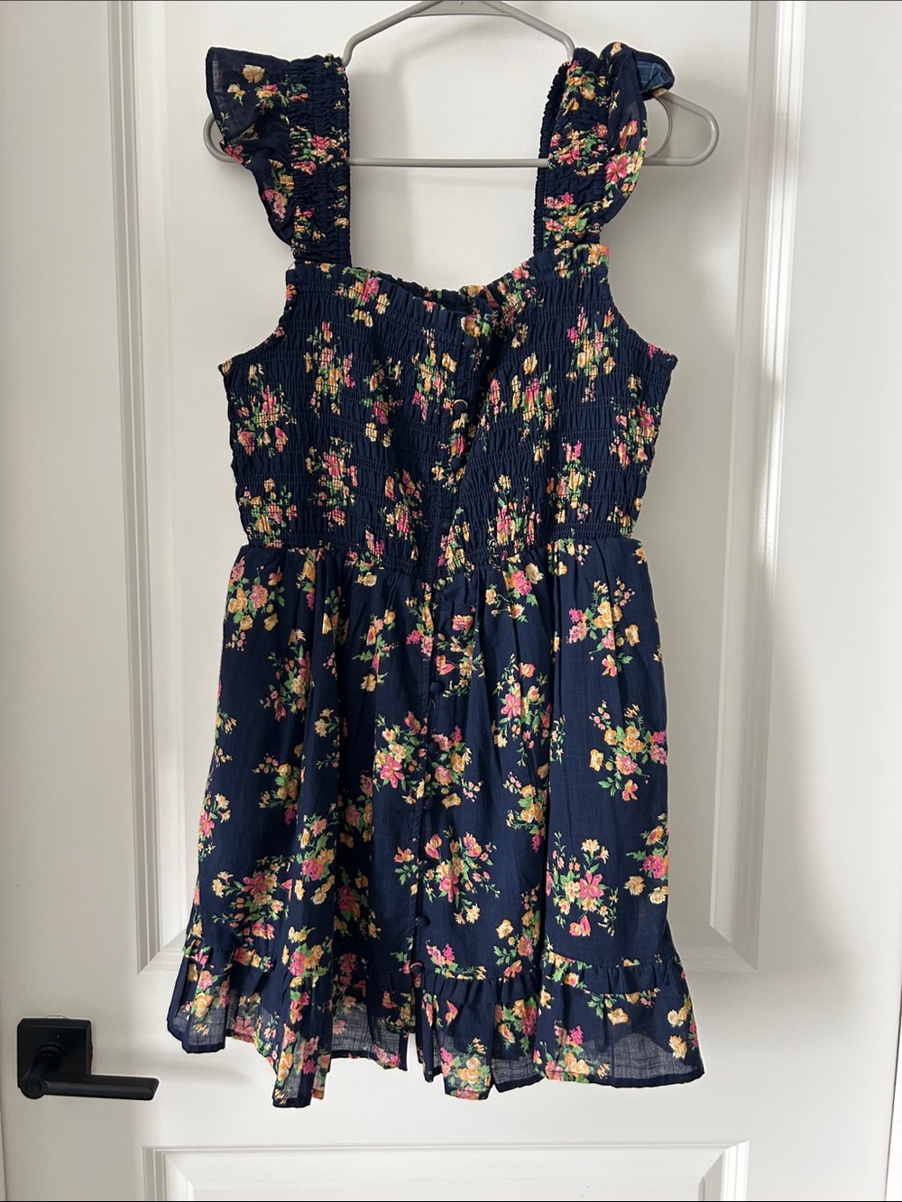 Anthropologie Navy Floral Ruffle-Strap Sundress for Girls